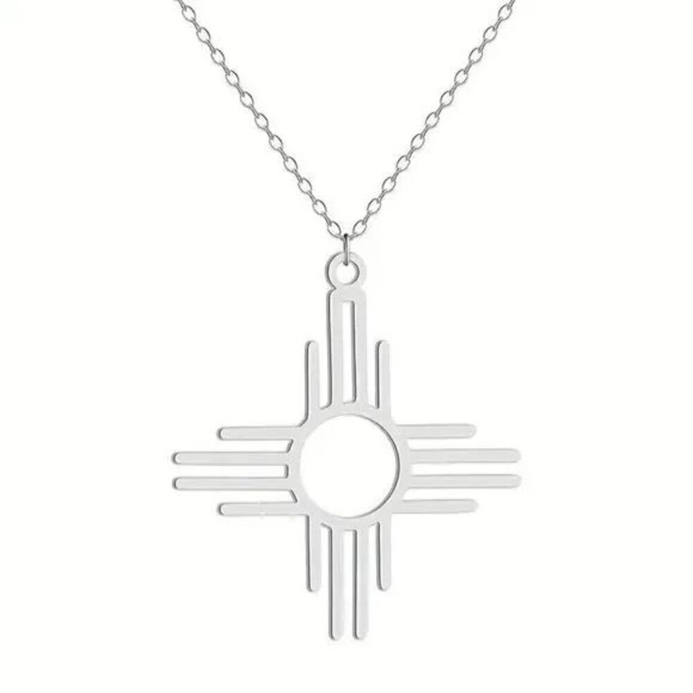 Zia Symbol Sun Western Boho Pendant Necklace